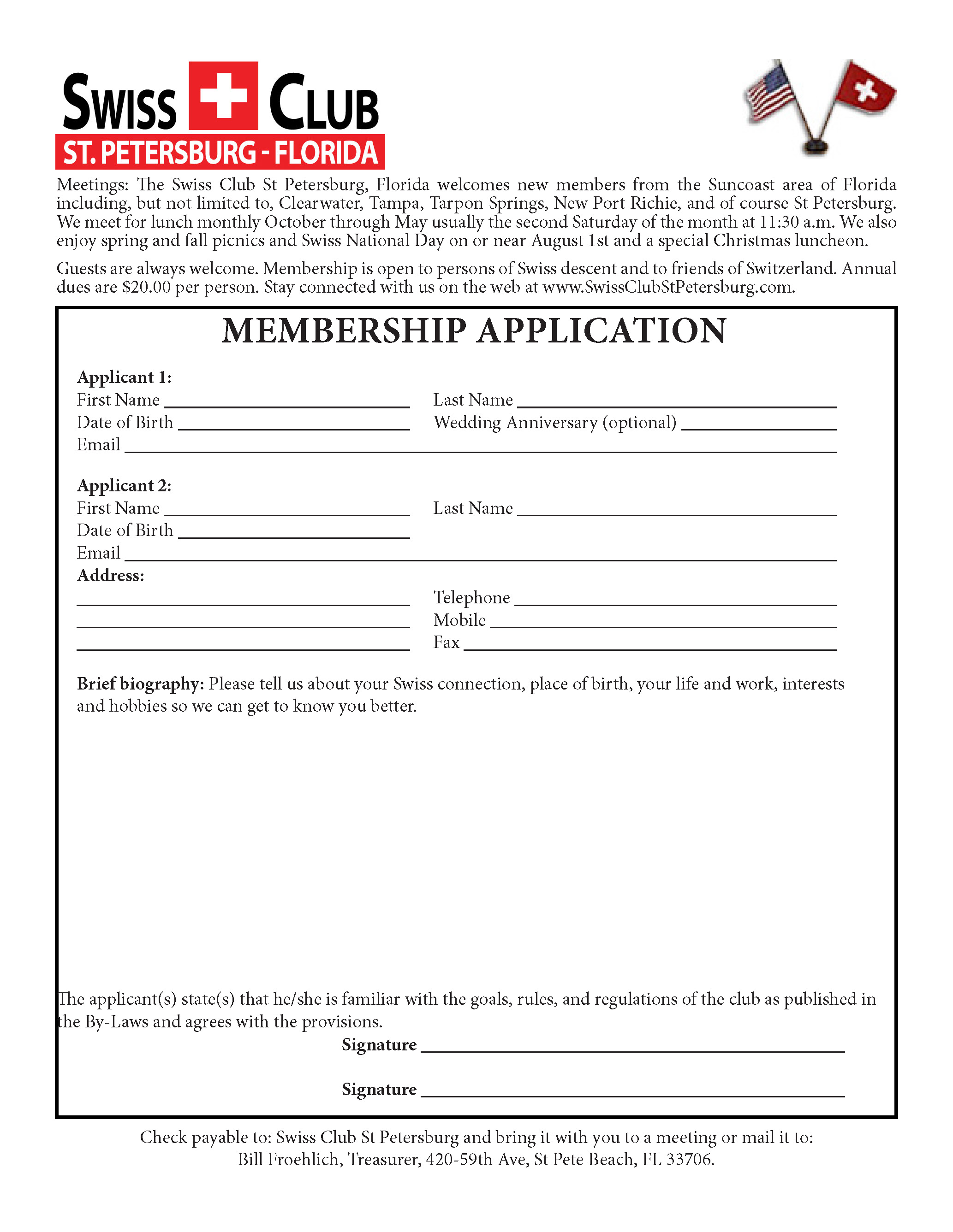Swiss Club Membership Application